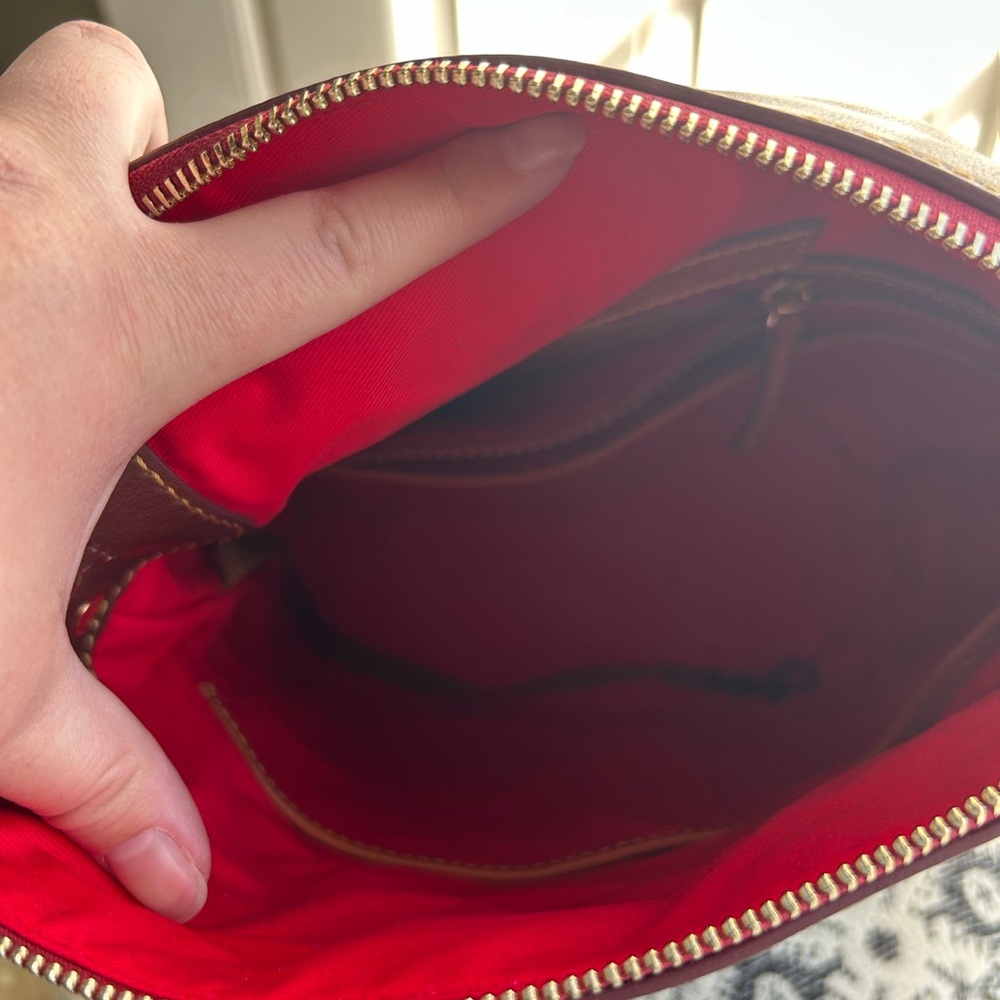 Dooney & Bourke Chestnut Brown Leather Hobo with Tan Handle - Picture 10 of 12